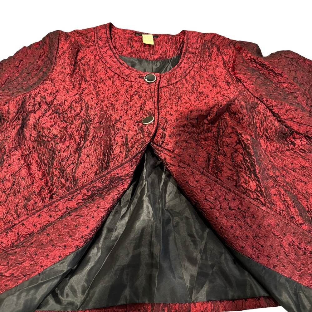Whimsigoth Textured Blazer 2X Notations Women Crinkled Satin Dark Academia - Picture 6 of 9
